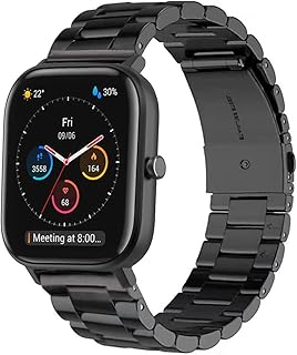 ViCRiOR Bands Compatible with Amazfit GTS/GTS 2 /GTS 2 Mini/GTS 2e /GTS 3 /GTS 4 Mini/GTS 4, Solid Stainless Steel Metal Replacement Bracelet Strap for Amazfit Bip 3 Pro/Bip/Bip U Pro