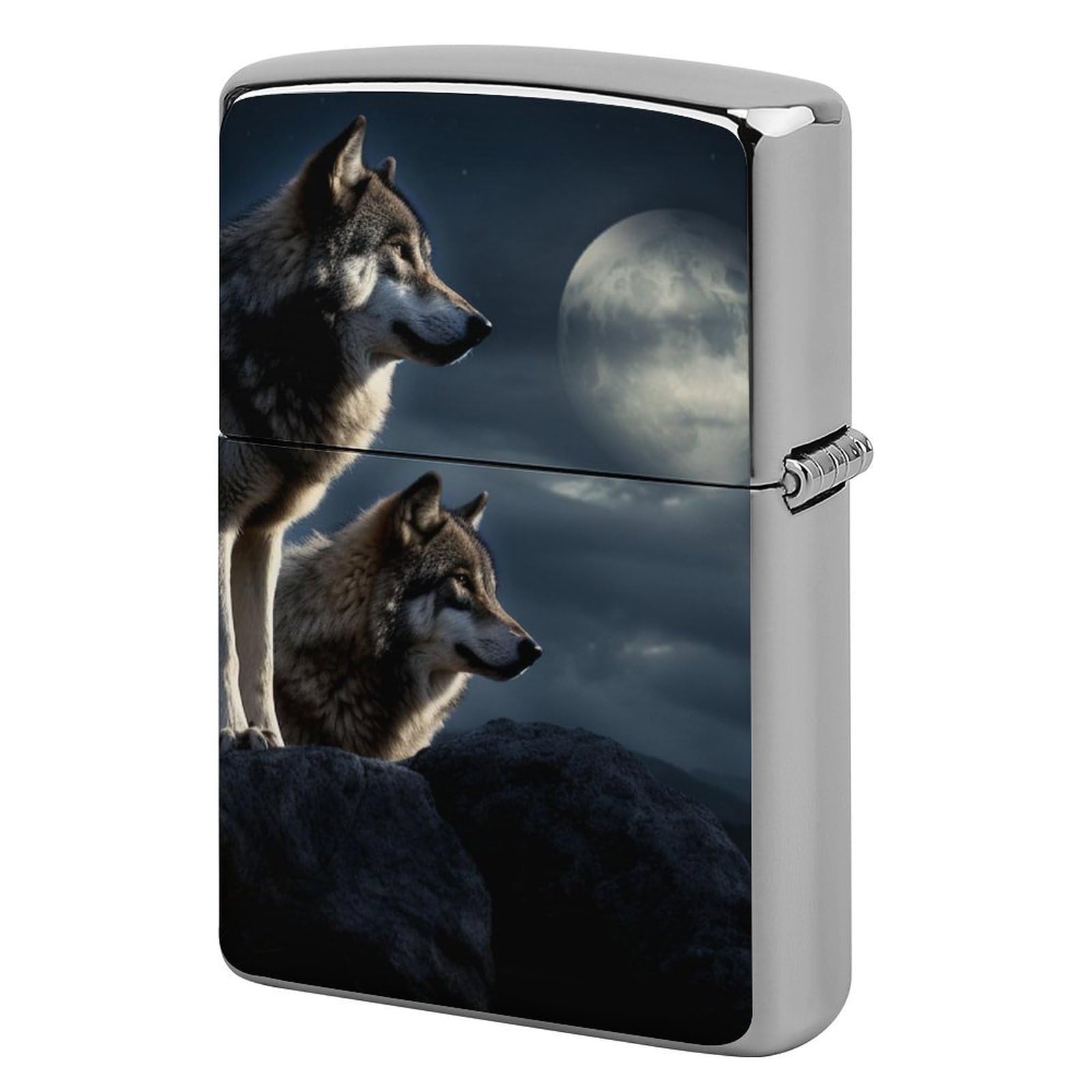 Wolves in The Moonlight Lighter Cover for Men, Personalized Lighter Case for Birthday Gift, Flip-Top Lighters Protective Cover, Portable Lighters Shell for Outdoor, Travel