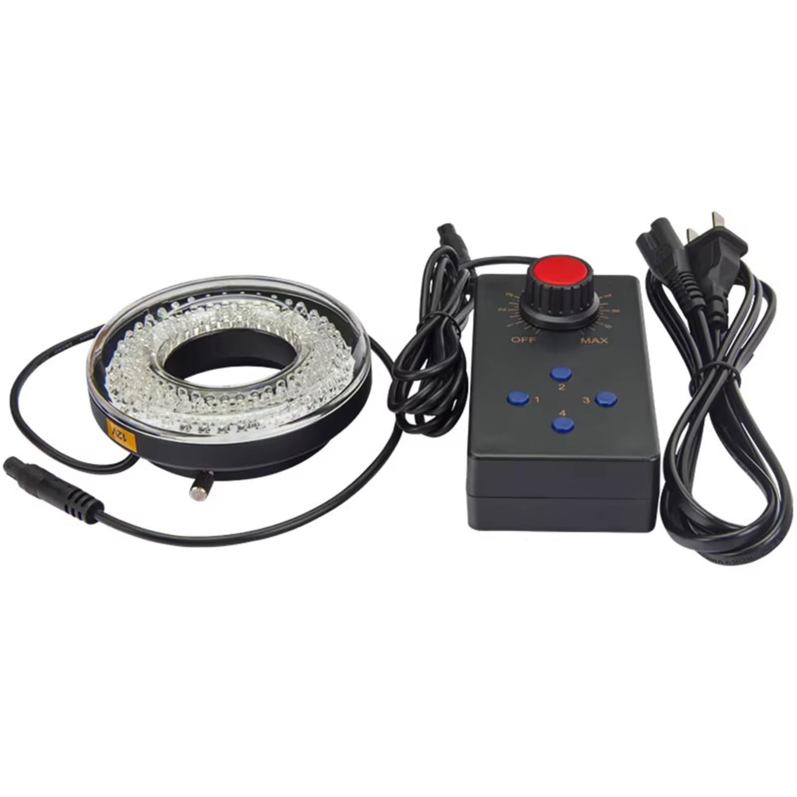 Anillo de luz LED para microscopio con 148 cuentas LED, lámpara iluminadora y controlador para cámara de microscopio industrial, foto y video
