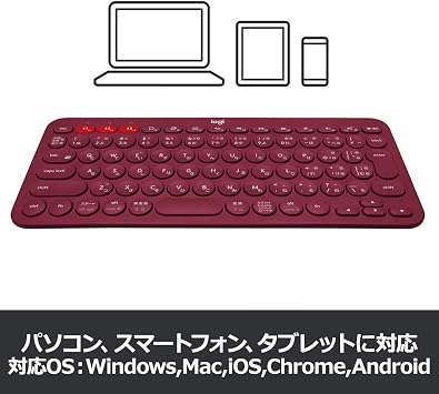 Logicool Wireless Keyboard, Bluetooth, Thin and Compact K380RD, Wireless Keyboard for Windows, Mac, iOS, Android, Chrome, K380, Genuine Domestic Product