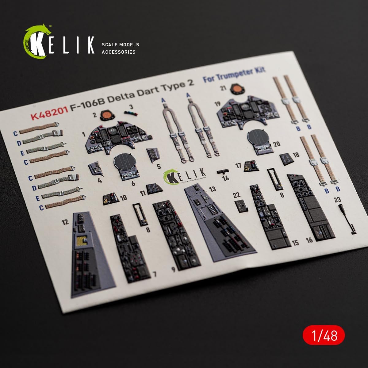 Kelik K48201 1/48 F-106B Delta Dart Type 2 Interior 3D Decals for Trumpeter