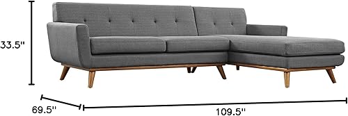 Miniatura 7 de Modway Engage - Sofá seccional en forma de L, tapizado moderno, color gris, Tela