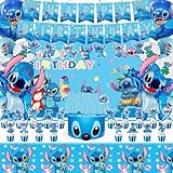 Cartoon Birthday Party Decorations, Theme Birthday Party Supplies Including Backdrop, Tablecloth, Birthday Banner, Hanging Swirls, Balloons, Cake Toppers for Cool Party