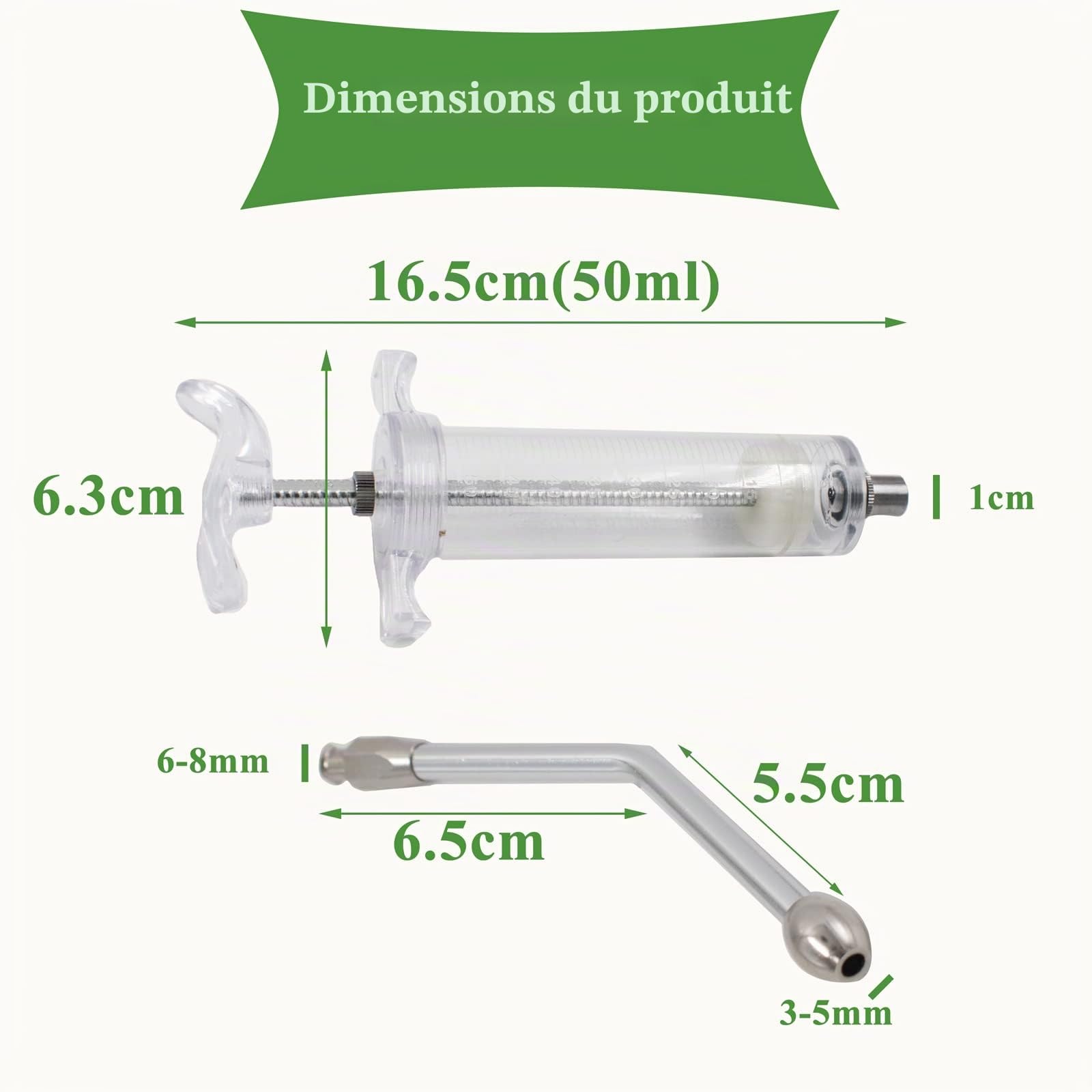 Cuyacili 50ml Seringue pour Animaux de Compagnie en Métal avec Tube Médecine Distributeur Pet Pill Dispenser Réutilisable pour Chat Chien Oiseau