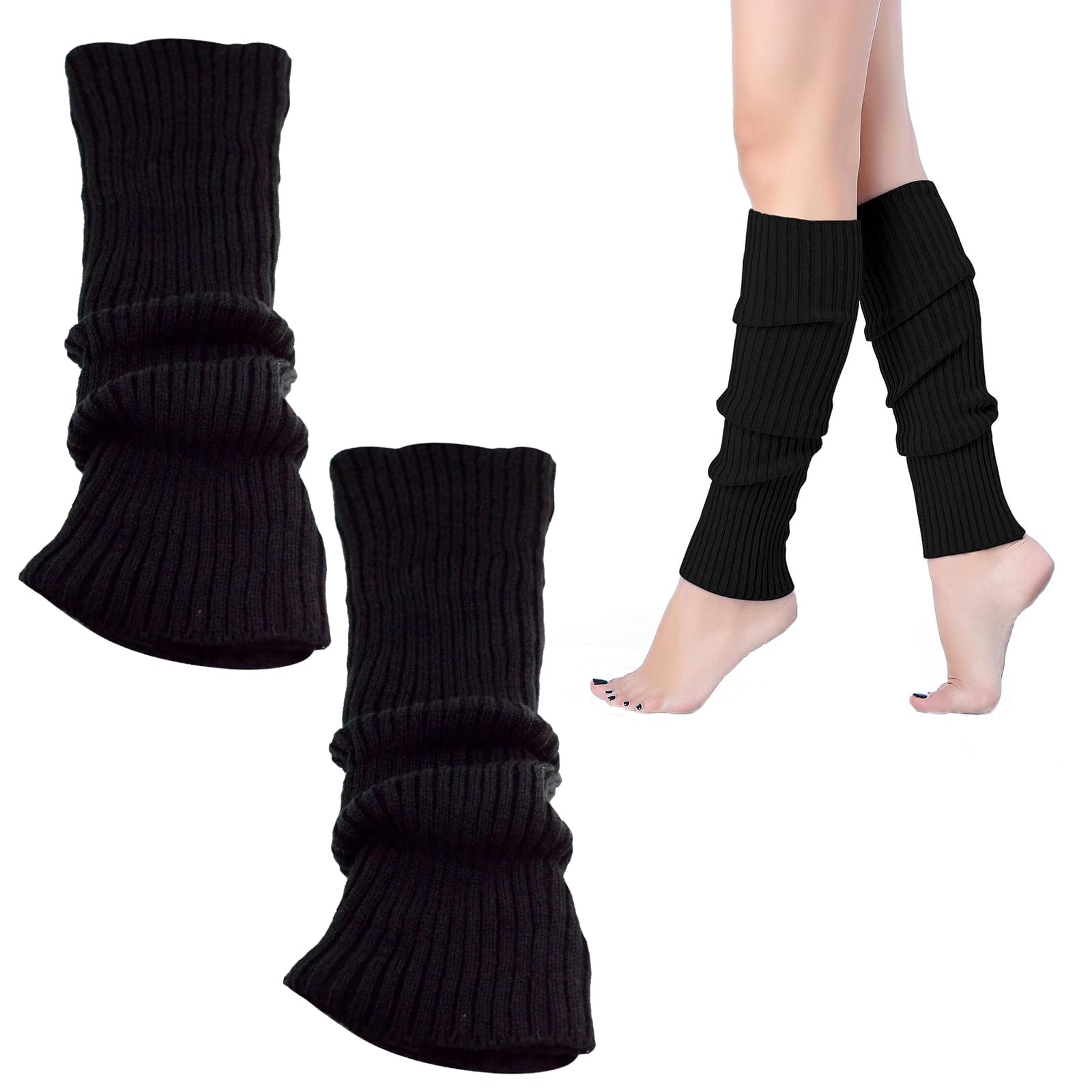 Comioke Jambière Femmes, 1 Paire Leg Warmers, Jambières Tricotées Automne et Hiver, Knit Chaussettes Boot pour Femmes, Jambières Chaudes, Guetre Femme, Jambière Guêtres, Noir