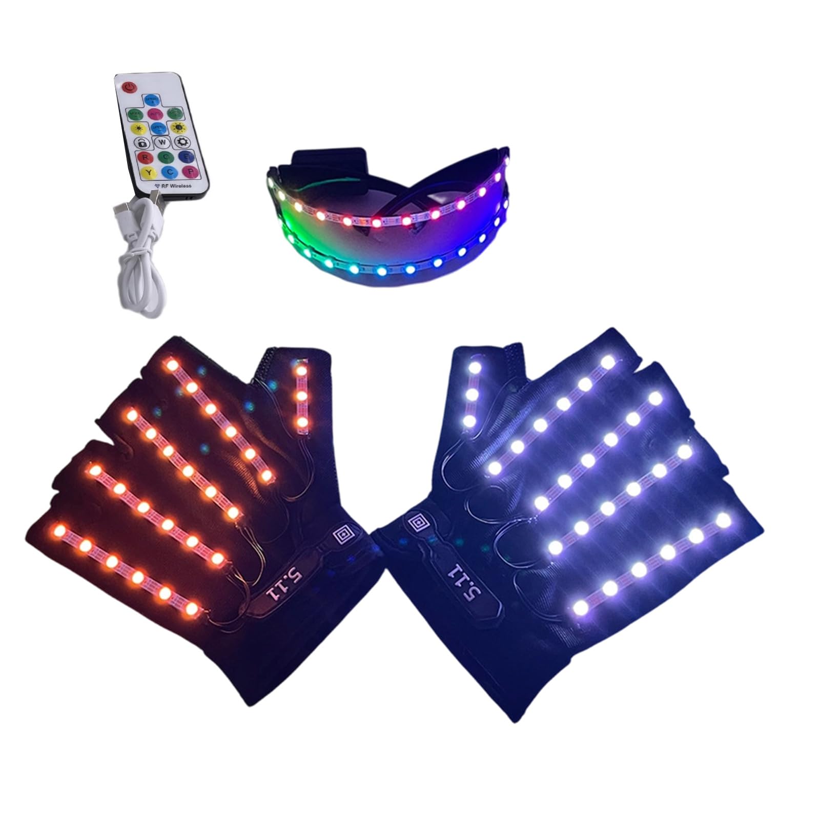 Set di guanti e occhiali ricaricabili, per adolescenti, feste in costume, eventi scolastici, giochi di ruolo, guanti luminosi