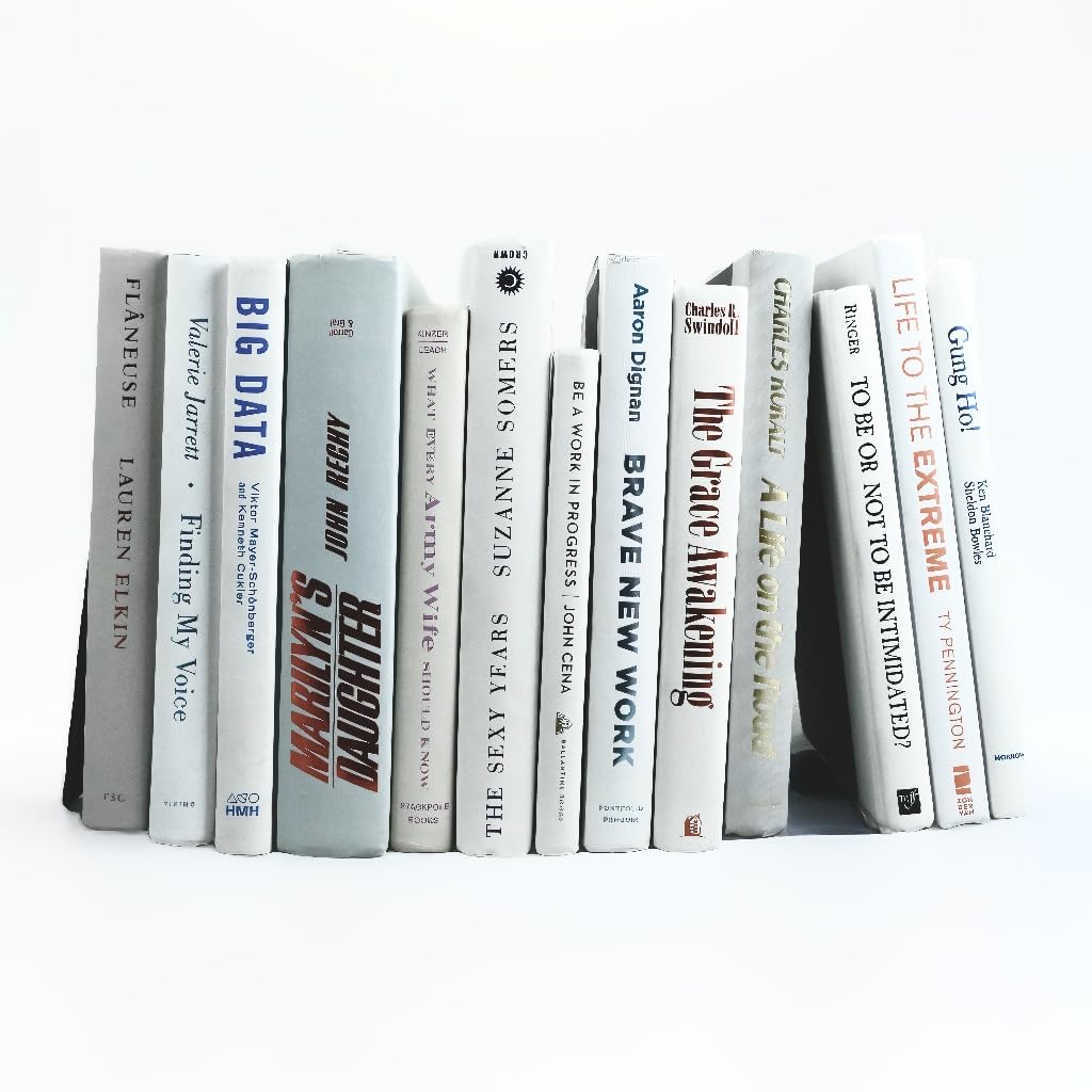 Alston & Oak Modern White 12 Books by Color Real Hardback Books Home Decor | Bulk Bundle of Decorative Hardcovers for Bookshelf Interior Design of Homes, Offices, Weddings, or Set Props