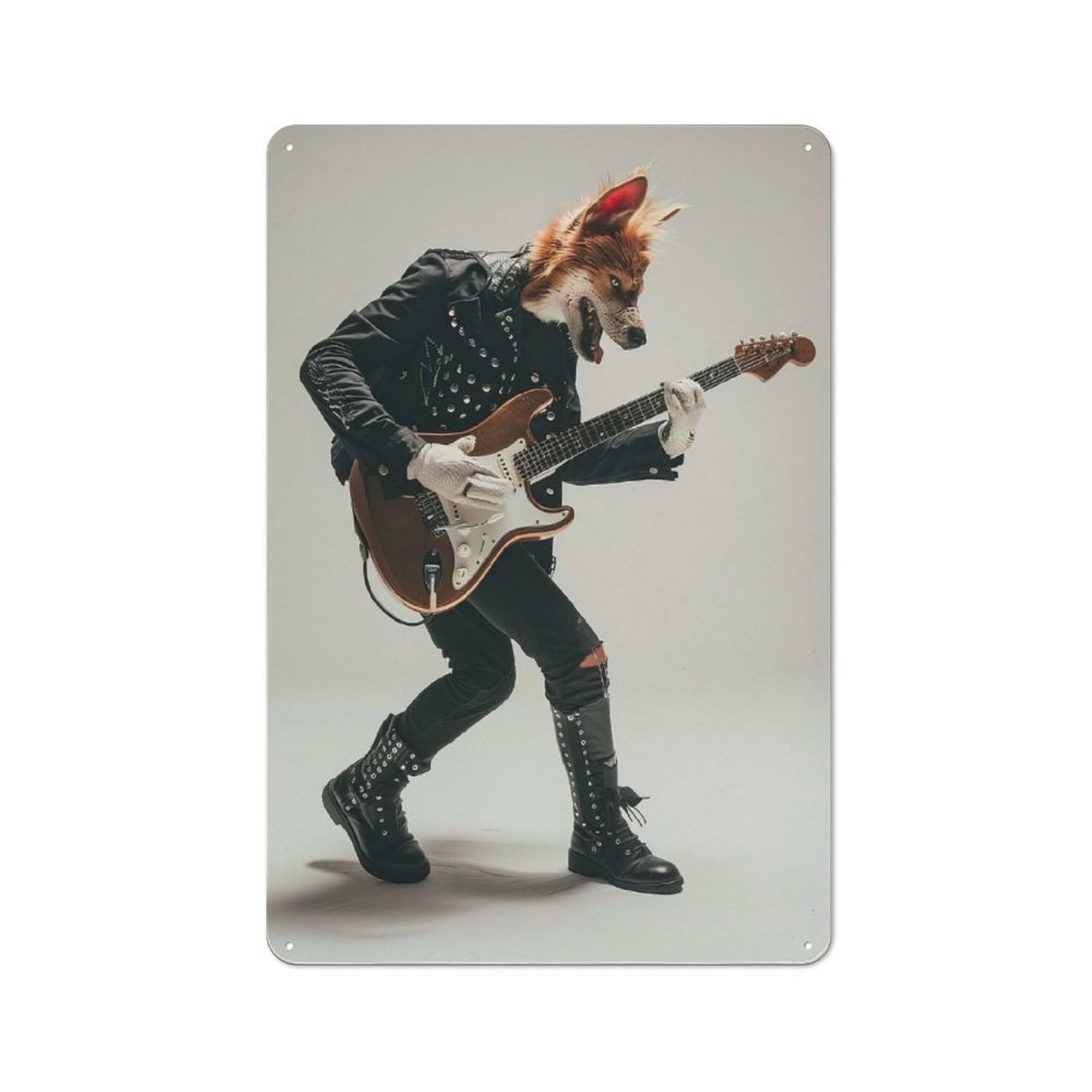 Junmoney Style-1 Metal Wall Sign 30X20cm Featuring Dingo Guitar For Pub Or Café, Housewarming Wall Decor For People Furnishing Pub And Café