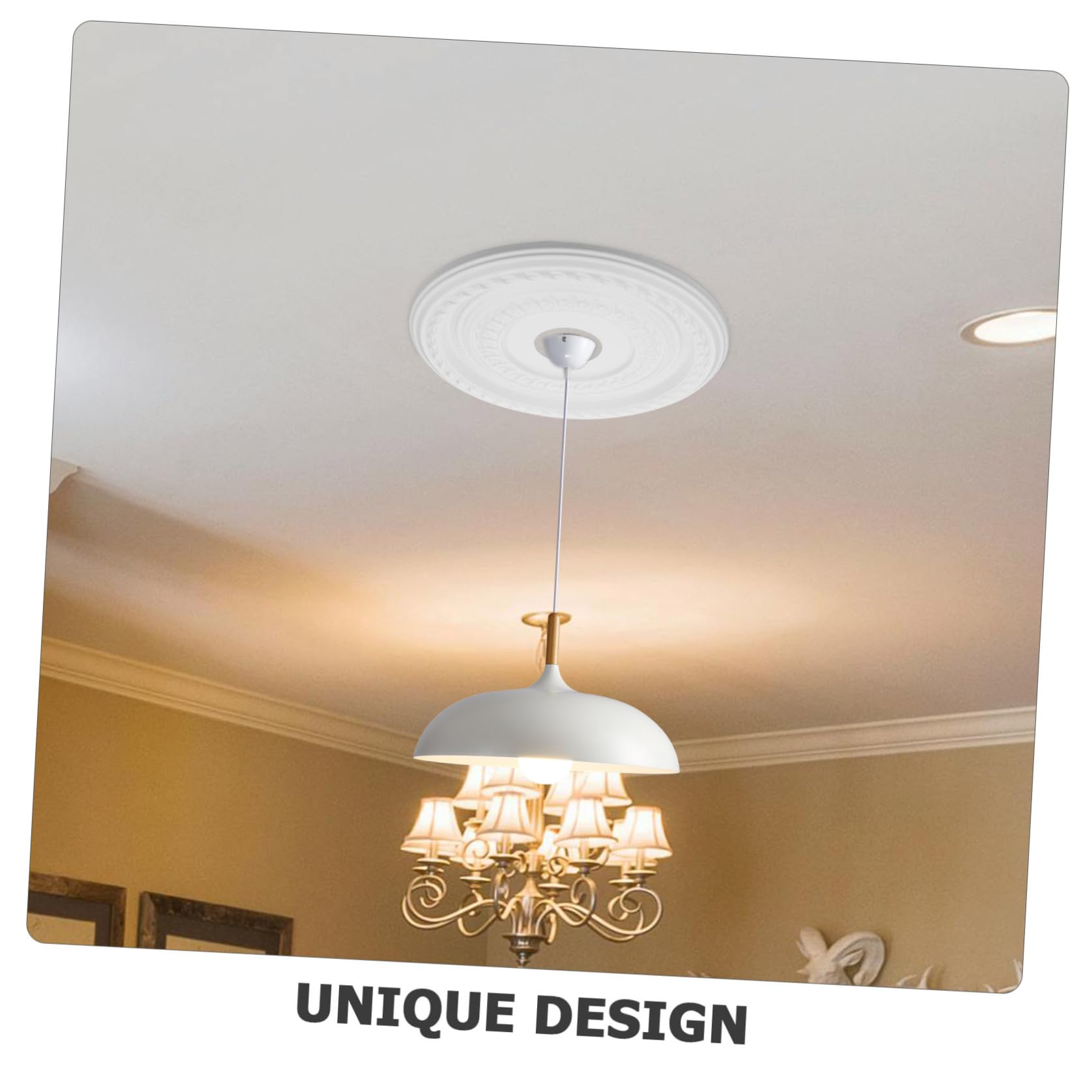 Medaglione da Soffitto Decorativo in Pu Bianco per Lampadari Moderni, Facile da Installare Alta Durata, per Illuminazione Casa ed Ufficio