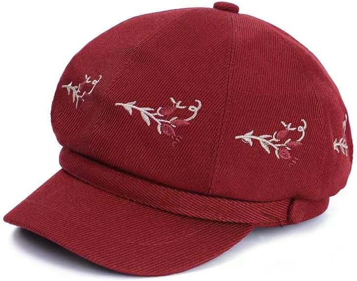 Women Retro Classic Visor Newsboy Cabbie Cap Beret Hats with Flower Buckle for Woma...