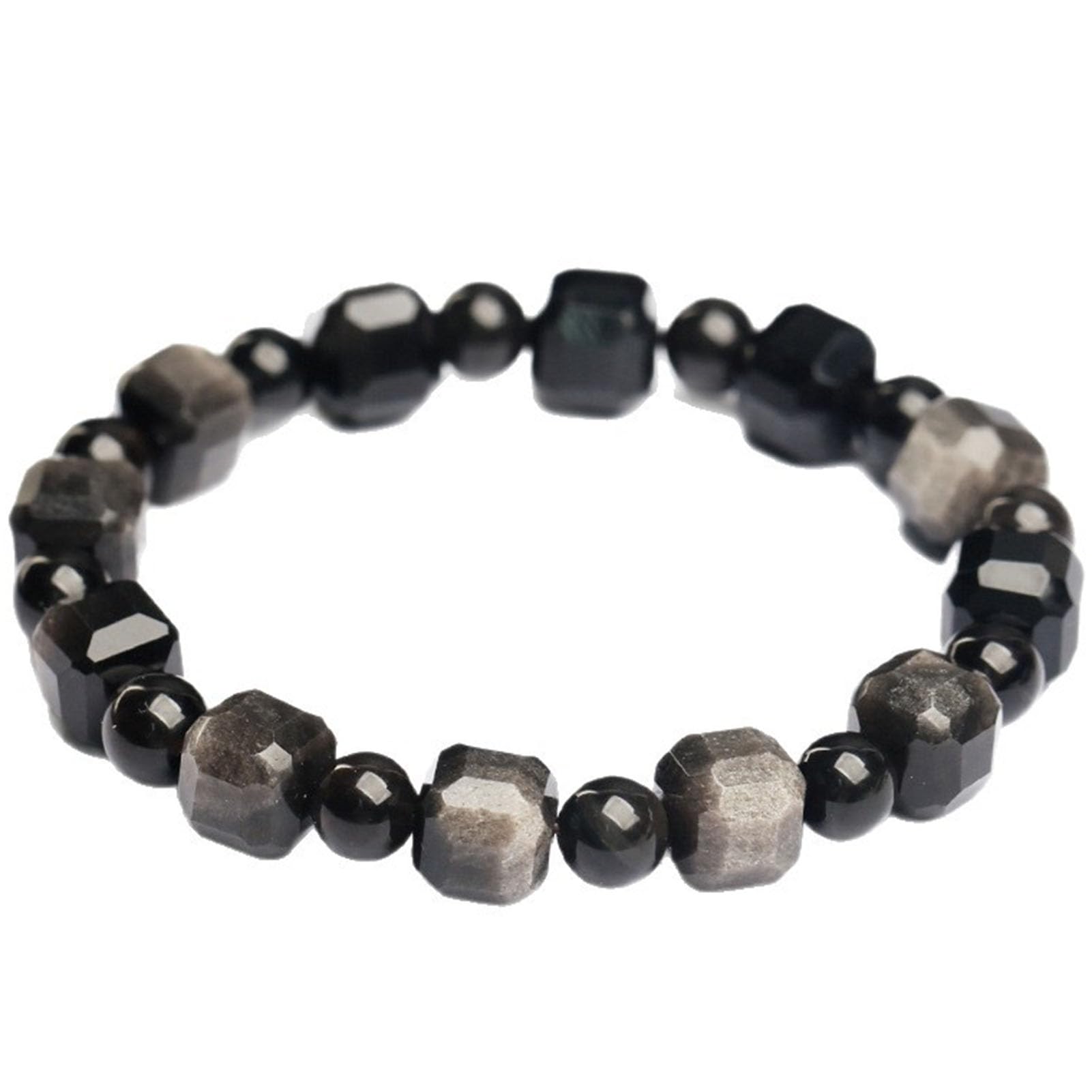 Bracciale Chakra della radice di Ossidiana Nera, Braccialetti Elasticizzati in Vero Vetro vulcanico Bracciale con Pietra di Messa a Terra per la Pulizia della stabilità, Gioielli,9MM