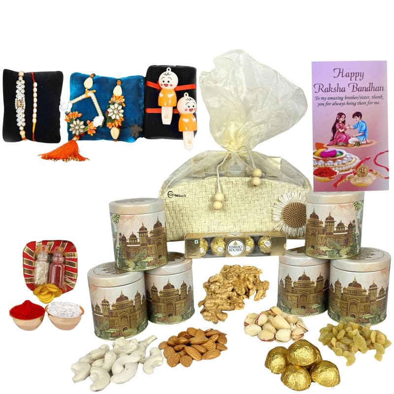 Image of NUTRI MIRACLE Healthy Gift Jar - Nuts & Chocolates for Rakshabandhan