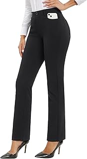 Stelle Women Dress Pants Business Casual Straight Leg 30" Stretch Work Pants Pull On Slim-fit Regular Slacks with 4 Pockets