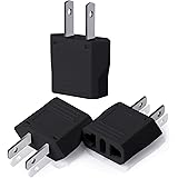 Bates 3 Pack European to US Plug Adapter, Black