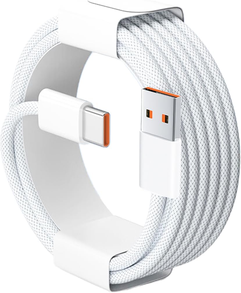 DTOL USB A to USB C Cable (6.6ft White Braided), Fast Charging and Data Transfer Cable, Compatible with Samsung Galaxy Note/S10, LG V30, and More