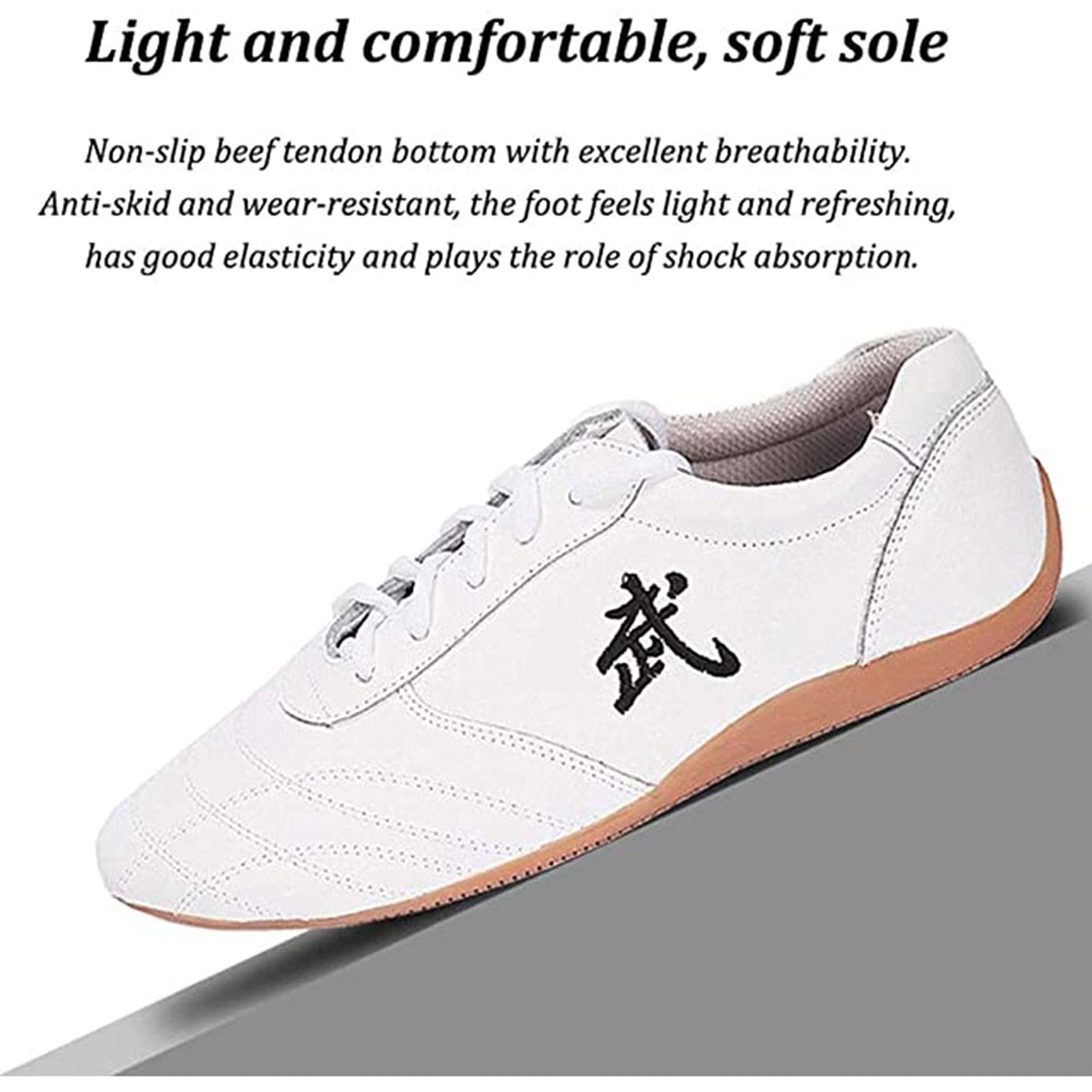 Taekwondo Sport de Boxe Kung Fu Taichi léger Chaussures pour Hommes et Femmes (Color : White, Size : 46 EU)