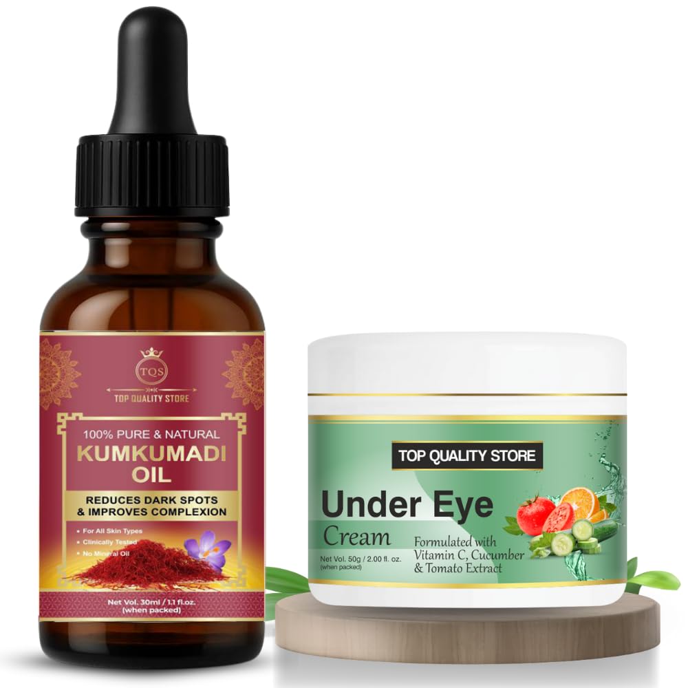 Top Quality Store Kumkumadi Oil and Under Eye Cream Set, 30ml Oil for Dark Spots, 50g Cream with Vitamin C-image-32