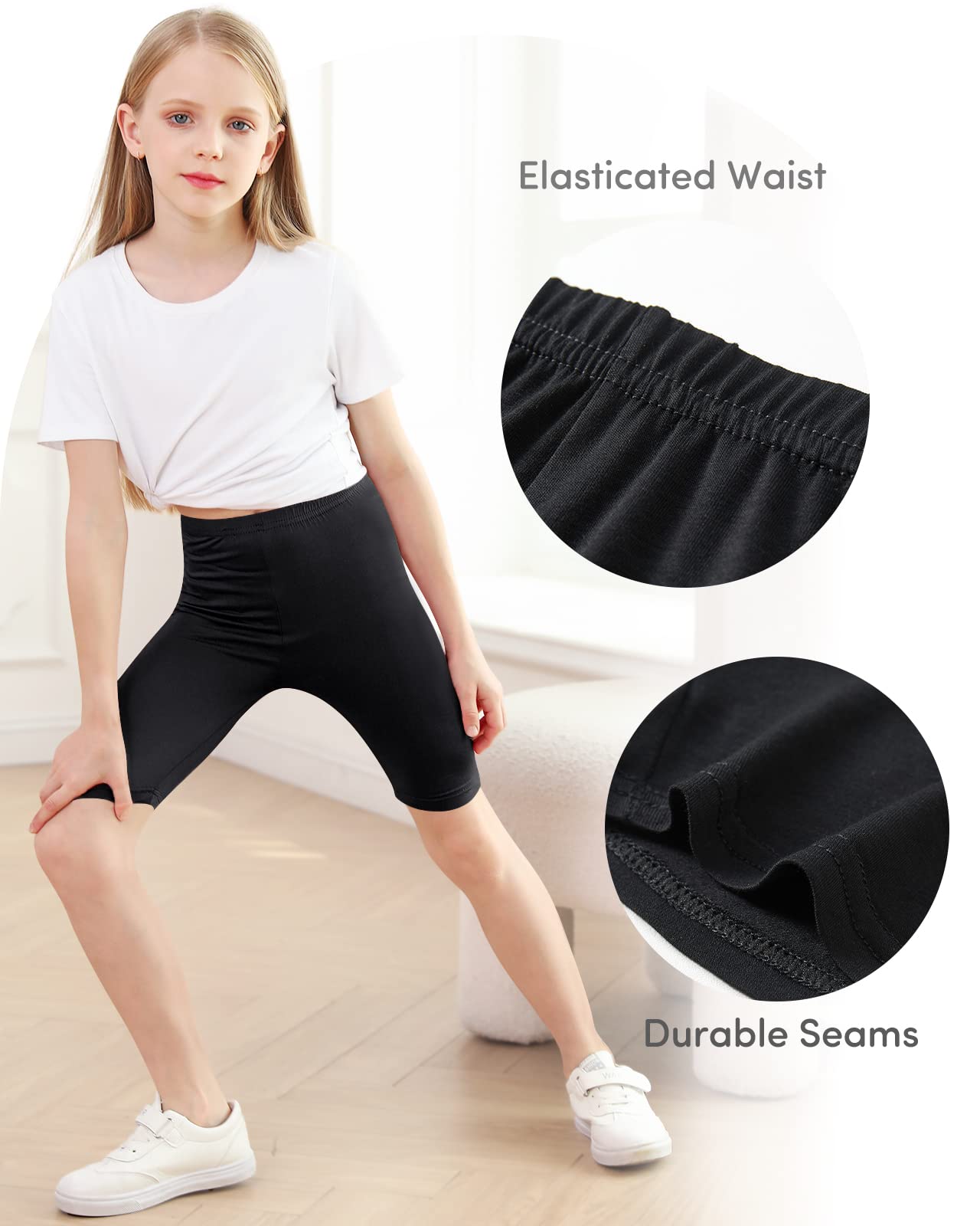 Adorel Mallas Corto Pantalon Shorts Deportiva Niña Pack de 4