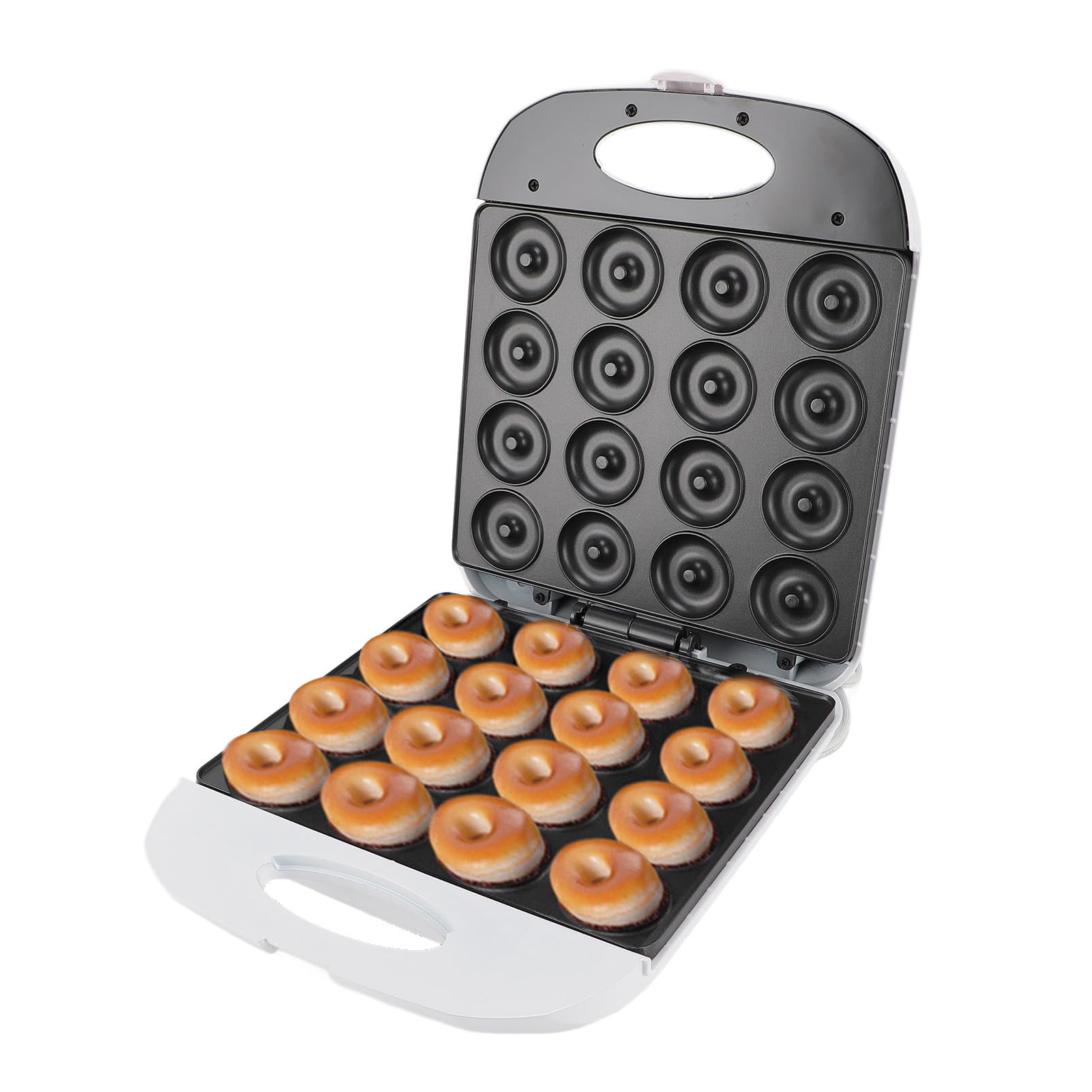 Mini Máquina de Fabricantes de Donas para el Hogar, Mini Fabricante de Donas con Superficies sin Palo Hornee 16 Mini Donas, 1400W Donut Machine para Desayuno, Bocadillos, (EU
