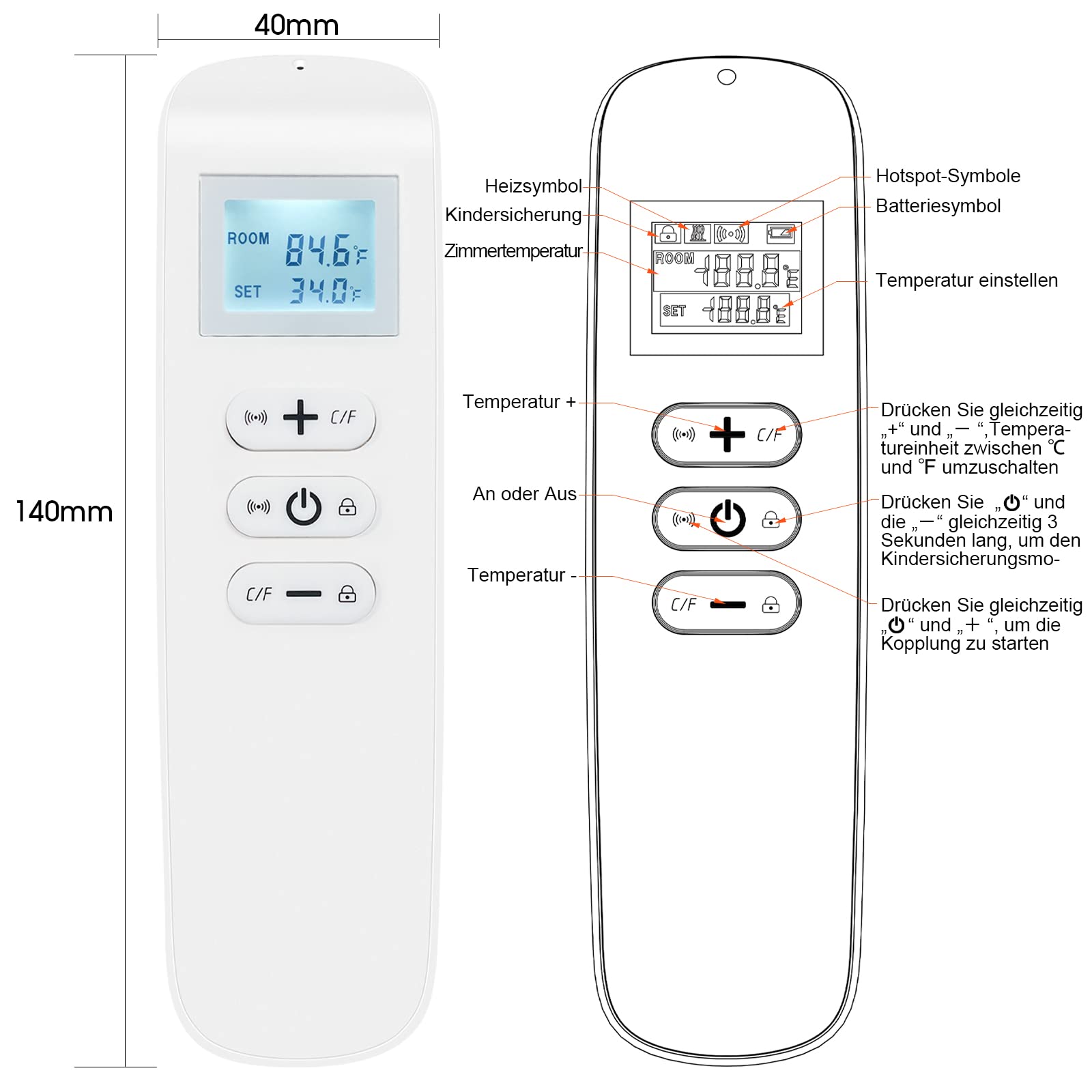 Infrarotheizung 520W WiFi Thermostat mit Fernbedienung Überhitzungsschutz Heizplatte Wandheizung Elektroheizung