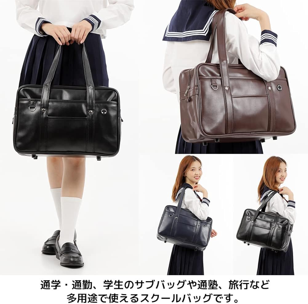 Amazon Fupuone スクールバッグ 大容量 ボストンバッグ 通学 男女 3color ネイビー ボストンバッグ