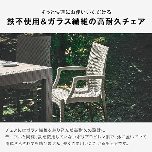 カグワールド クアロア ガーデンテーブルセット 庭用 ダイニング チェア 4人 6人 ラタン調 幅150cm 幅80cm 肘付き 肘なし 5枚目