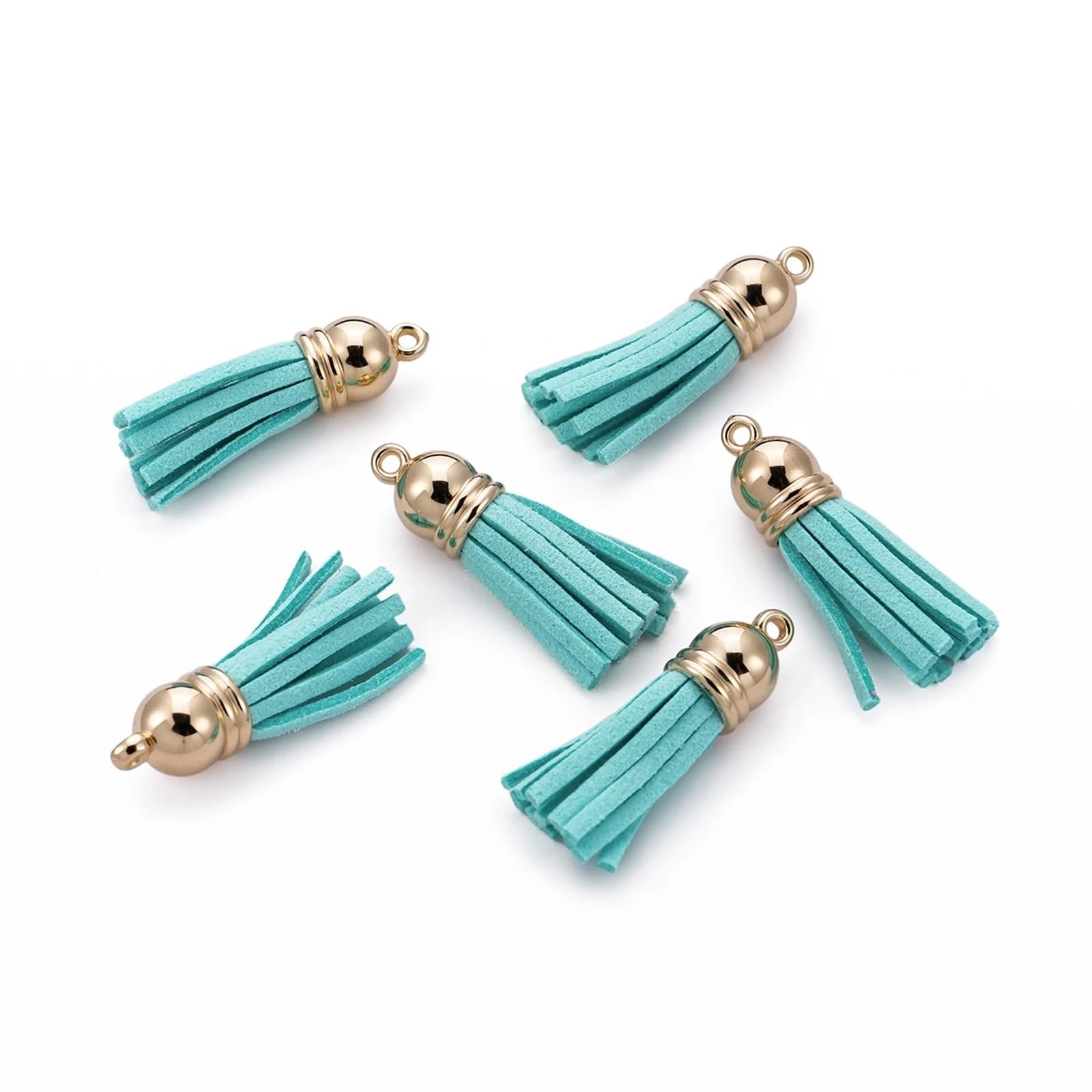 Suede Faux Leather Tassels 200 pcs/Lots Tassel Synthetic Suede Faux Leather Charms For DIY Keychain Earrings Necklace Bracelet Jewelry Making Supplies(Cyan)