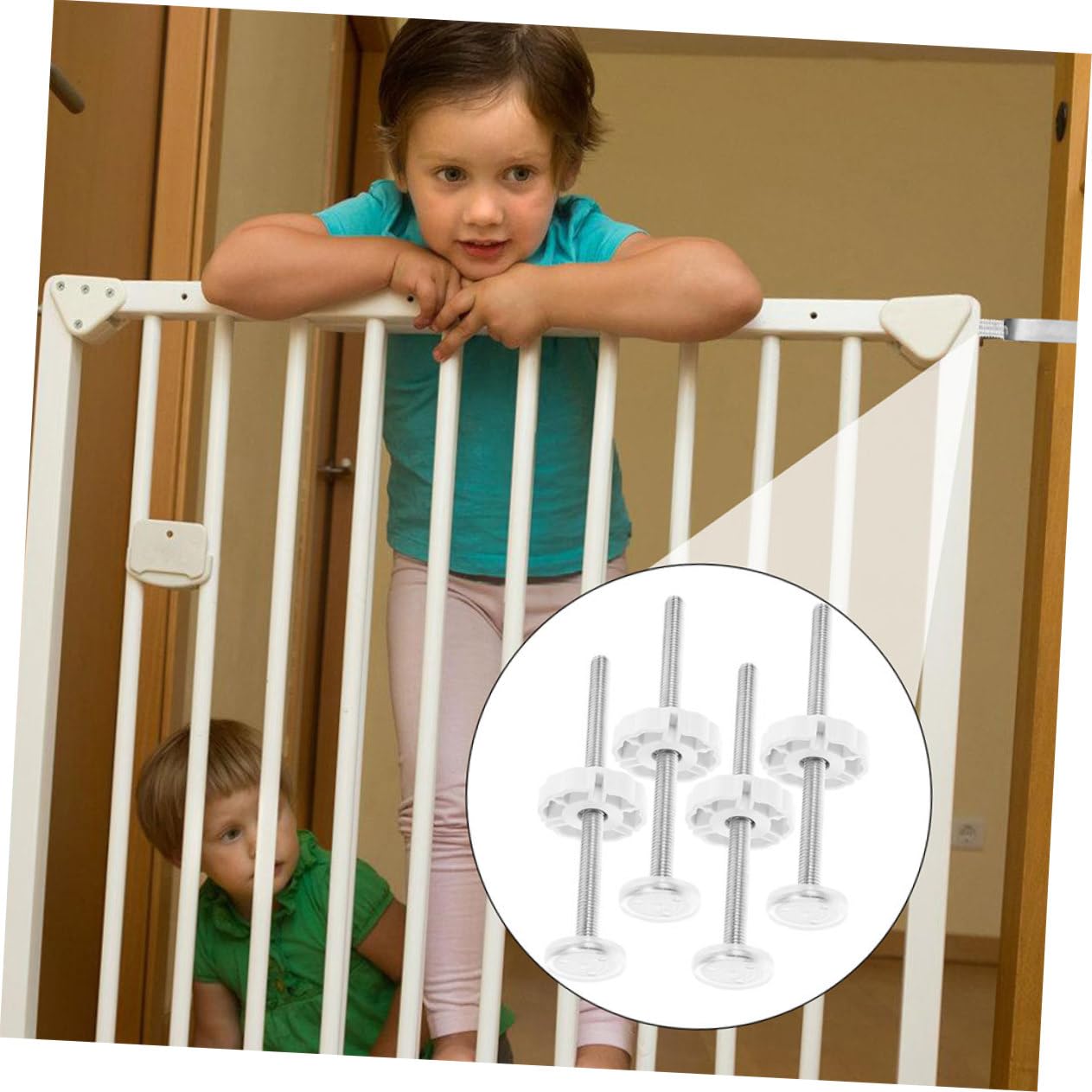 BESTonZON 4 Ensembles Quincaillerie pour Barrière De Bébé Rampe Les Pièces Boulons des Vis Boutons Portes Bébé Partie Clôture Serrures Porte Bébé Fileté Extenseur Abdos Blanche 6 Pièces * 4