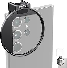 NEEWER Clip de Filtro de Lente roscado de 67 mm con Soporte de Zapata fría, Perilla de Bloqueo, Apertura de 13 mm Compatible con iPhone 15 Pro MAX 15 Plus 14 13 Samsung Galaxy S22 S23 Ultra, LA006