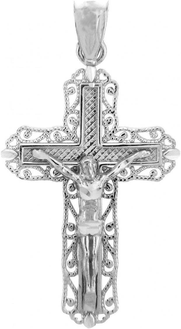 Religious Jewelry 925 Sterling Silver Crucifix Filigree Charm Pendant