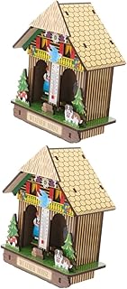 YARNOW 2 Pcs Sunny and Rainy Box Humidity Gauge Indoor Humidity Meter Weather House Barometer Weather House Wooden Home Weather House and Hygrometer Indoor Barometer Plastic