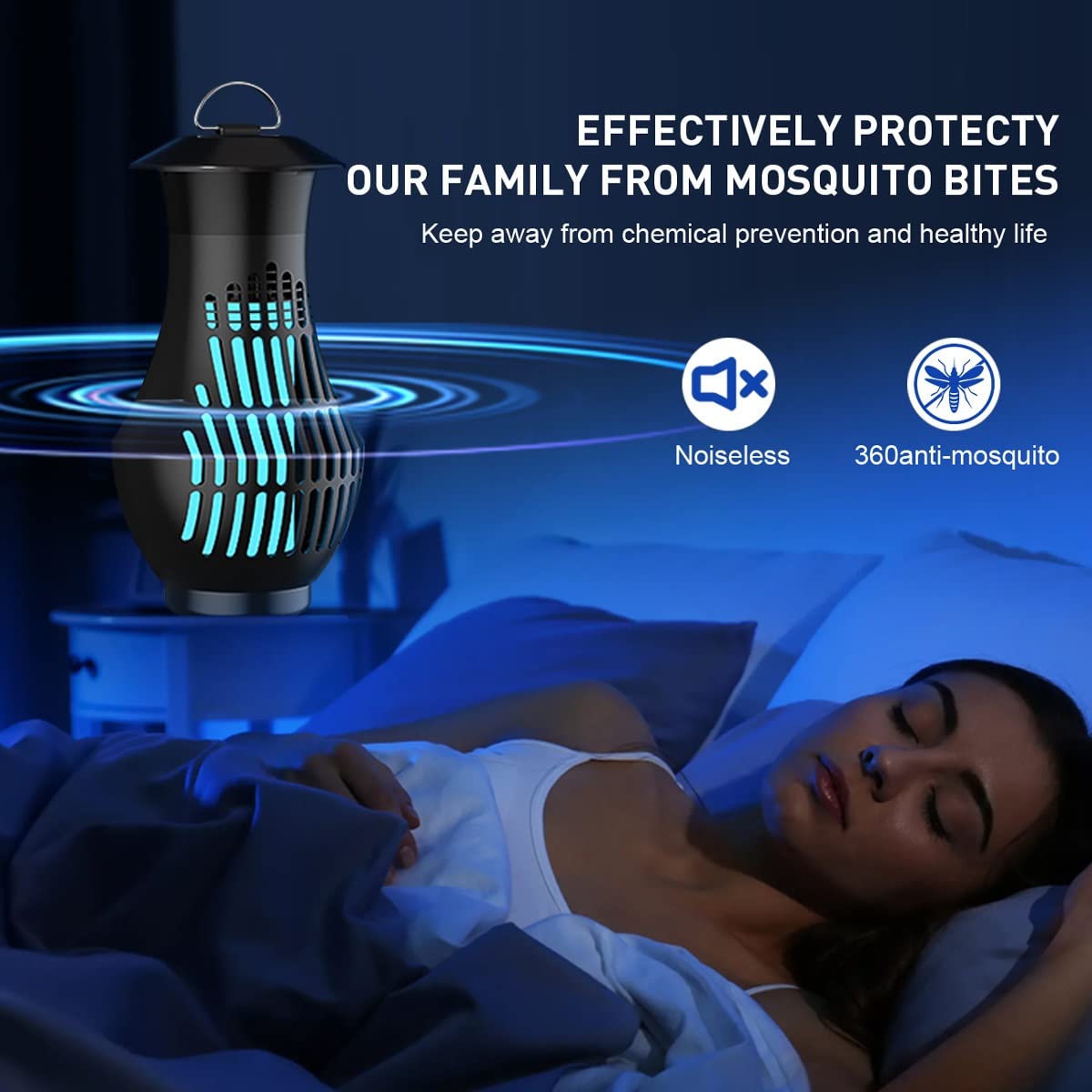 Insektenvernichter, Mückenlampe mit 360°-Mückenlockstoff, physikalische Mückenbekämpfung, Fliegenfallen, Insektenvernichter für Terrasse