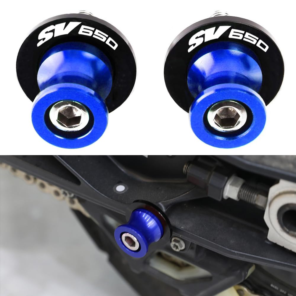 2pcs M8*1.5 Motorcycle Swing Arm Sliders Spools Fit with S-uzuki SV650 SV 650 SV650X SV650S V-strom DL650 DL1000 (Blue)