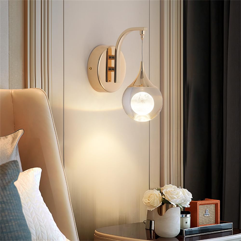 Lámpara de Pared Nórdica Luz de Aplique de Cristal Simple Accesorios LED para el Hogar Sala de estar Dormitorio Decoración (Estilo 5)