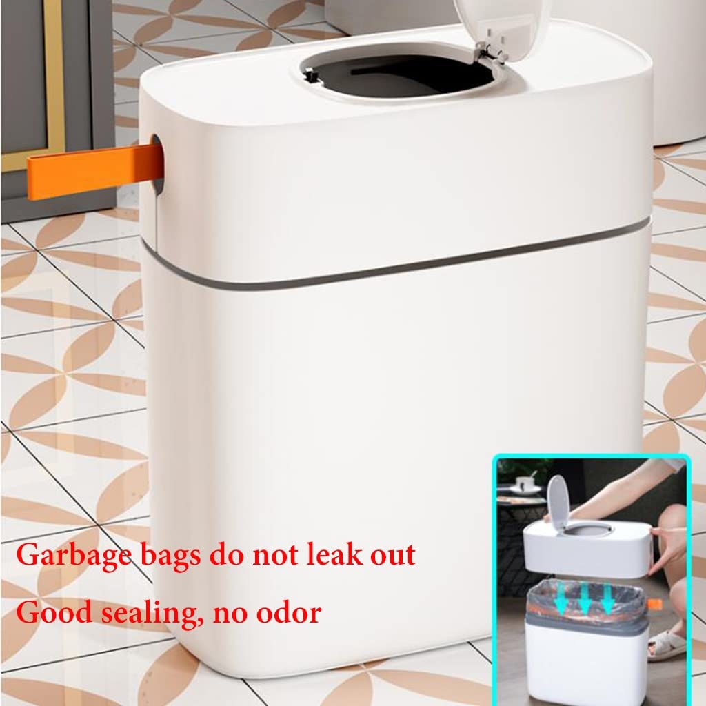 Pattumiera Da Bagno 4 Galloni Con Coperchio A Pulsante, Sottile Per Cucina, Camera Da Letto, Ufficio, Colore Nero