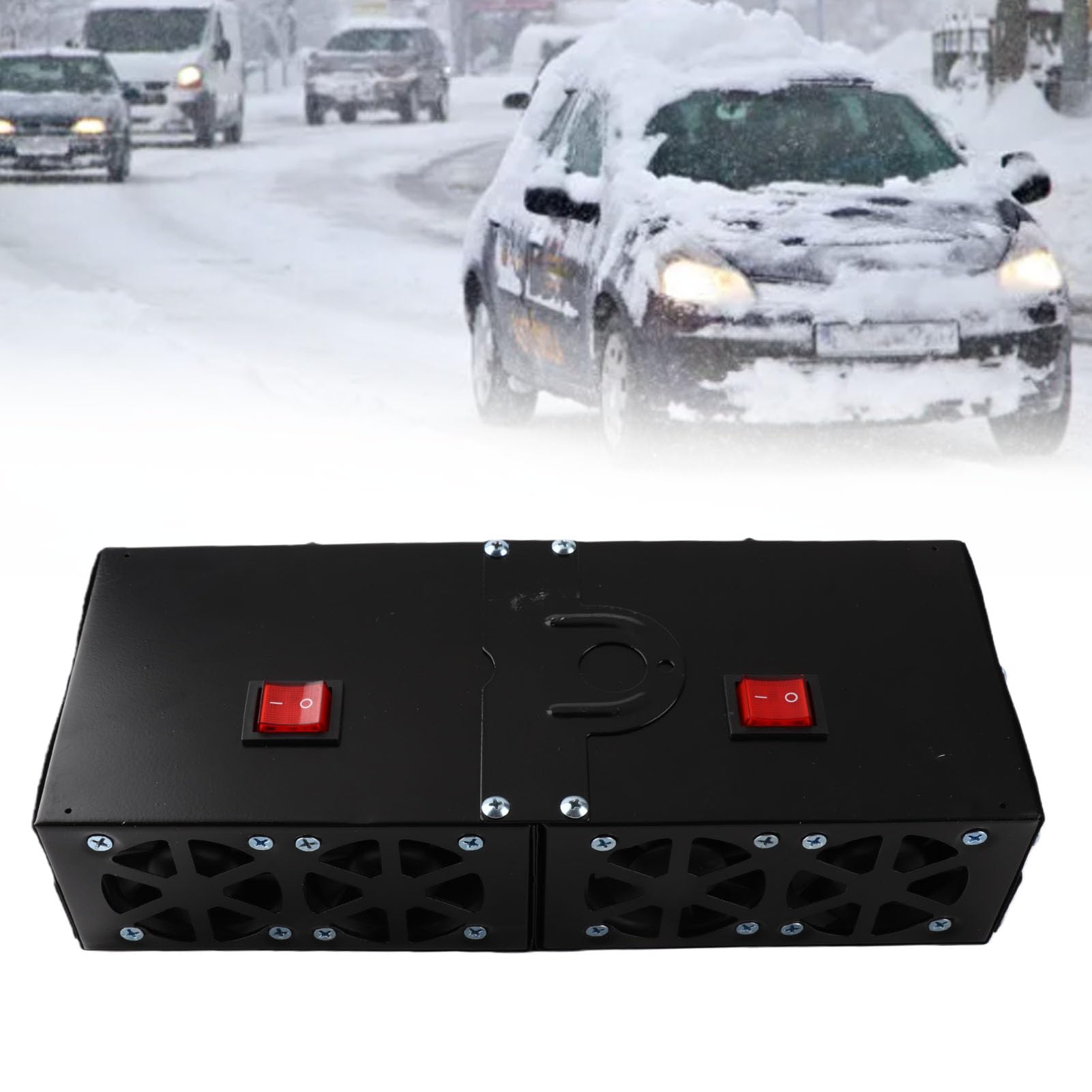 Yosoo Health Gear Chauffage de Voiture, 2 en 1, Dégivreur à Chauffage Rapide, Désembueur de Pare-Brise de Voiture, Ventilateur de Chauffage Portable à 4 Trous, Dégivreur 12 V, Désembueur 800 W,