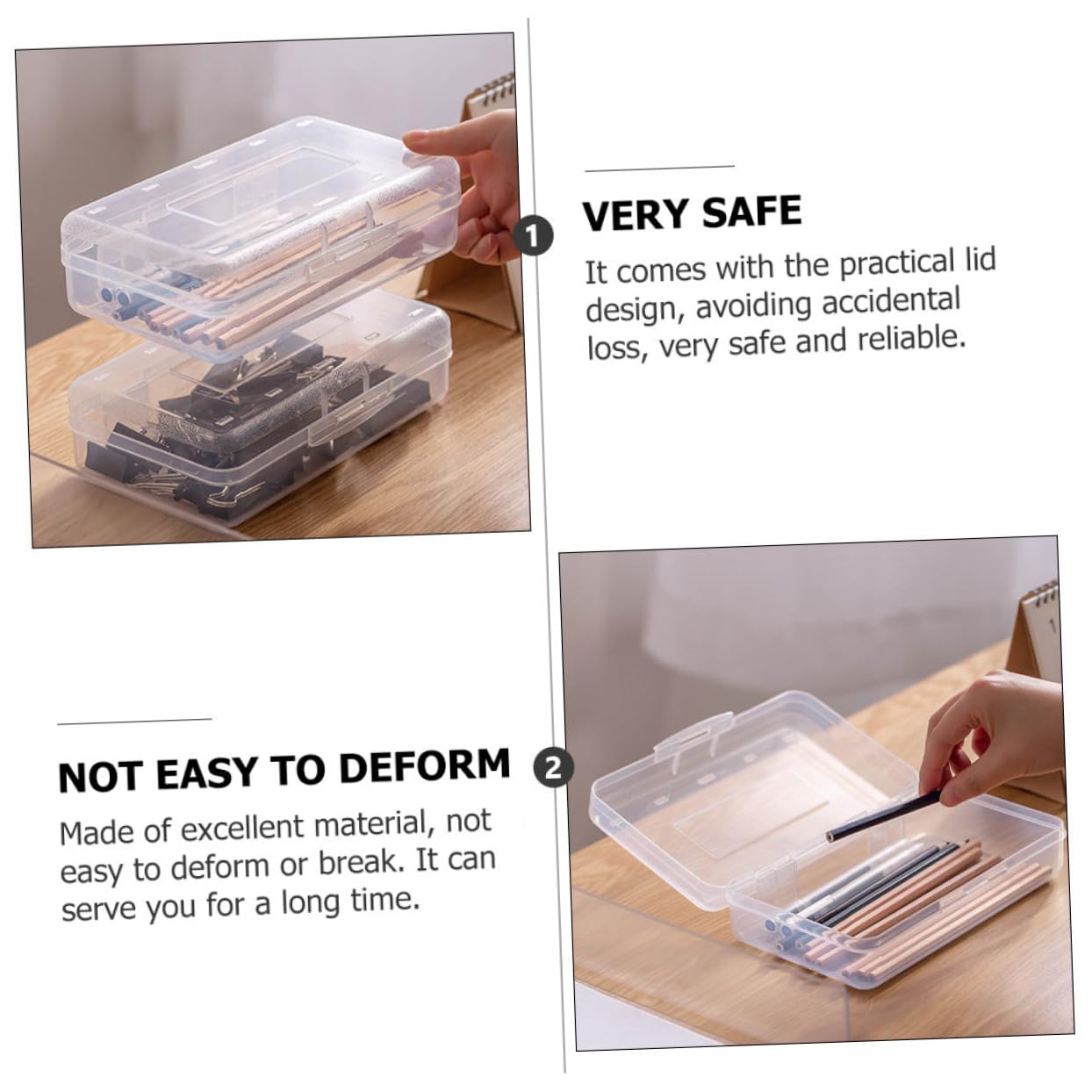 6piezas Estuche De Lápices Transparente Apilable Organizador De Material Escolar para Estudiantes Caja De Almacenamiento Práctica para Escritorio y Mochila
