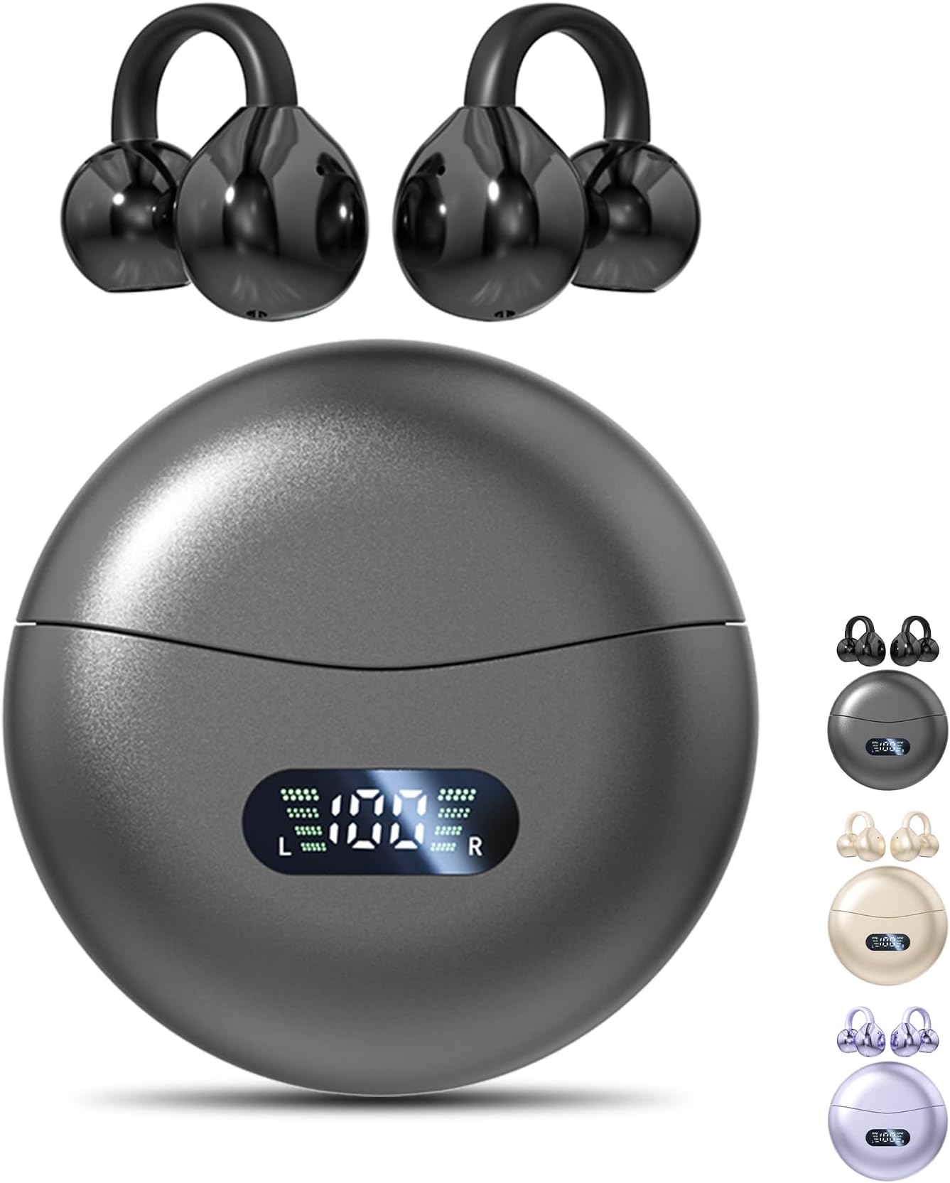 Clip on Earbuds,Open Ear Earbuds Wireless Bluetooth 5.4, Lightweight Open Ear Headphones with Mic 60H Battery,Waterproof for Sports, Running, Small Ears & Glasses Wearers,Workouts