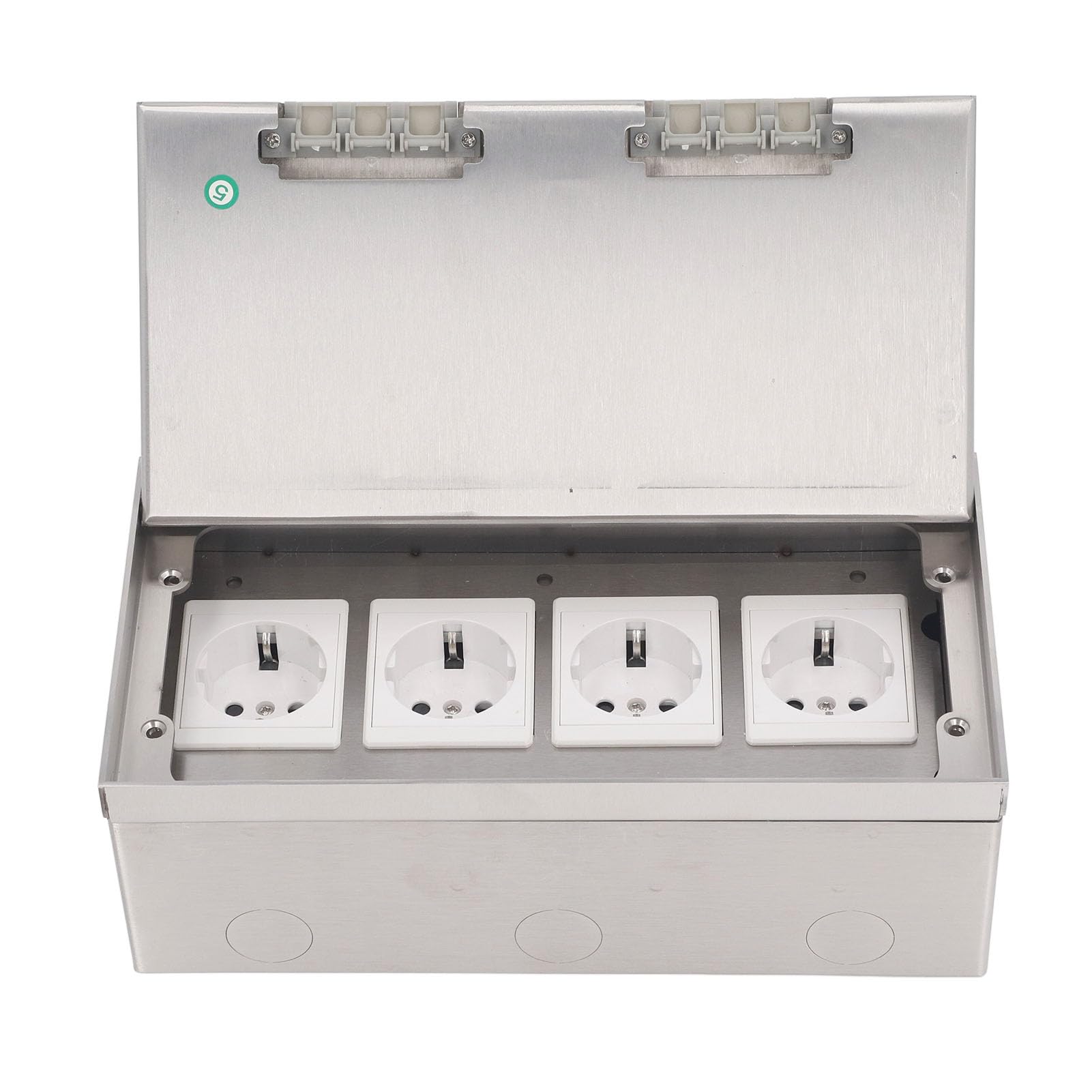Caja de Enchufes de Piso Empotrada, 4 Enchufes de 2 Orificios Estándar de la UE, Caja de Tomacorrientes Eléctrica de Piso Empotrada de Acero Inoxidable AC250V 4000W para Hogares