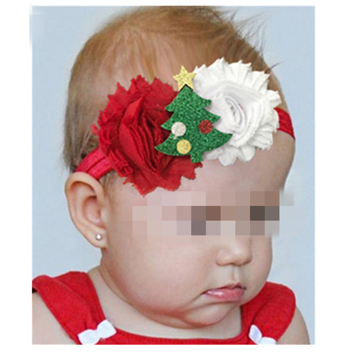 Fascia per capelli di Natale, Fasce per neonati, Corona di fiori, Fasce per bambini, Fascia per fiori lavorata a maglia, Accessori per capelli per bambini, Fascia di fiori rossi - Italia