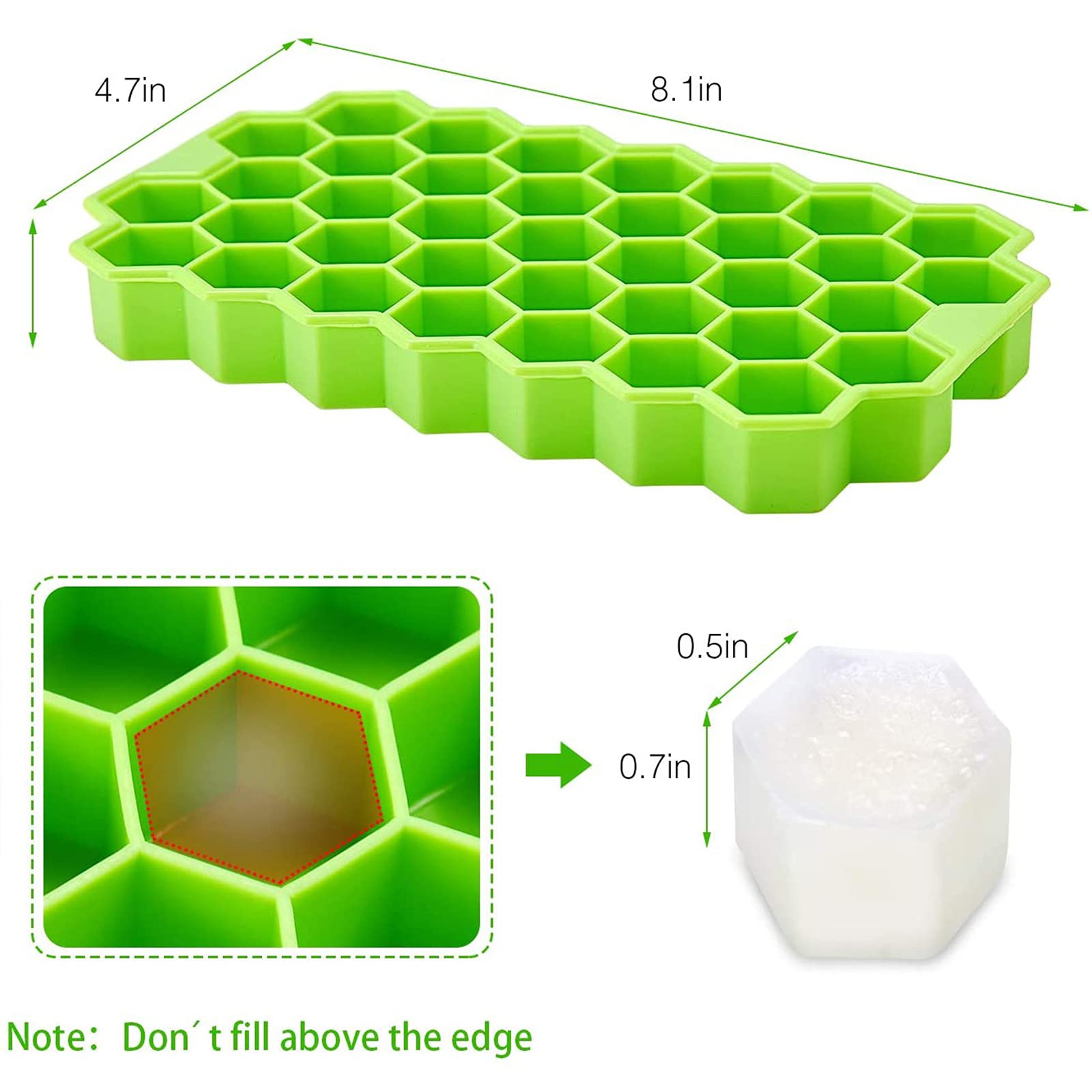 Moule à Glaçons en Silicone Nid d'abeille 2 Pièces avec Couvercles Amovibles Bacs à Glaçons en Gel de Silice sans BPA