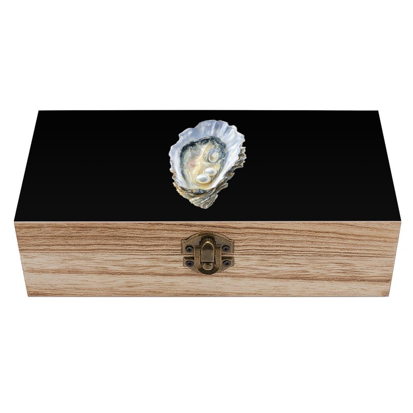 HLBSDM Oyster And Pearl Wooden Storage Box Craft Memory Keepsake Treasure Chest Box Jewelry Organizer