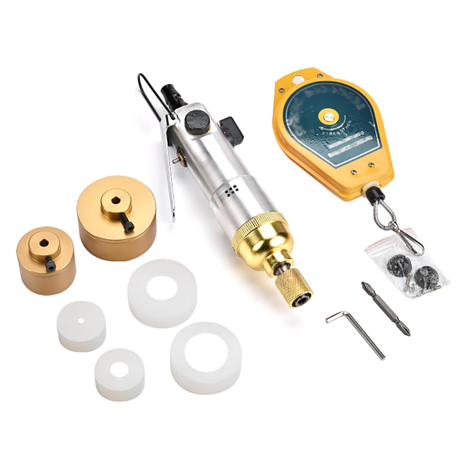 XNZJHPP Handheld Pneumatic Capping Machine - Adjustable 3 Speed, 40Kgf.cm Torque for Φ10-50mm Bottle Caps, Efficient Screw Cap Tightening Tool for Bottling Industry