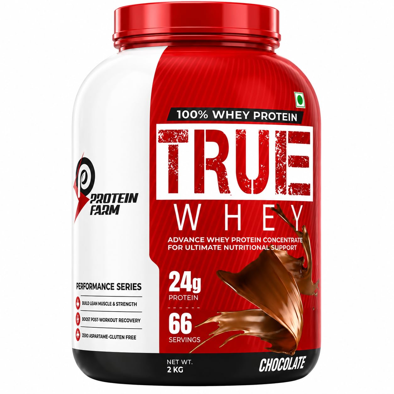 [BRSRABDQOZ5QI2DU] PROTEINFARM TRUE WHEY Protein Powder | CHOCOLATE, 2KG | Blend of Whey Concentrate, Whey Isolate) | 24g Pure Protein Per Scoop | BCAA for Quick Muscle Recovery I 66 servings