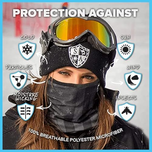 Sa Frost Tech Thermal Fleece Face Shield | Winter Face Mask And Breathable Ski Mask Balaclava (Blackout American Flag) #TOP1