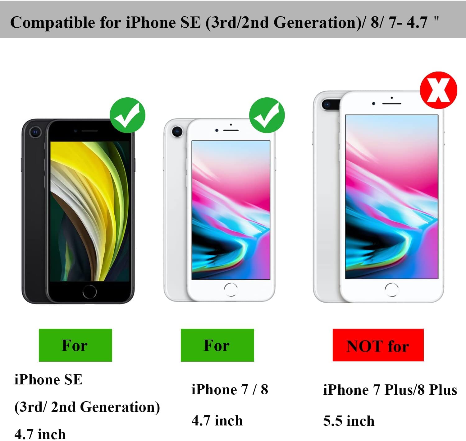 JHWVVTF For IPhone SE 2022 Case/SE 2020 Case,iPhone 8/7/6/6S Phone Case Wallet Card