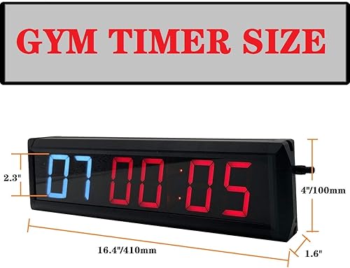 Miniatura 3 de Ledbrigym - Reloj de gimnasio con temporizador de cuenta regresiva, intervalos de cuenta regresiva, cronómetro, entrenamiento, control remoto, rojo