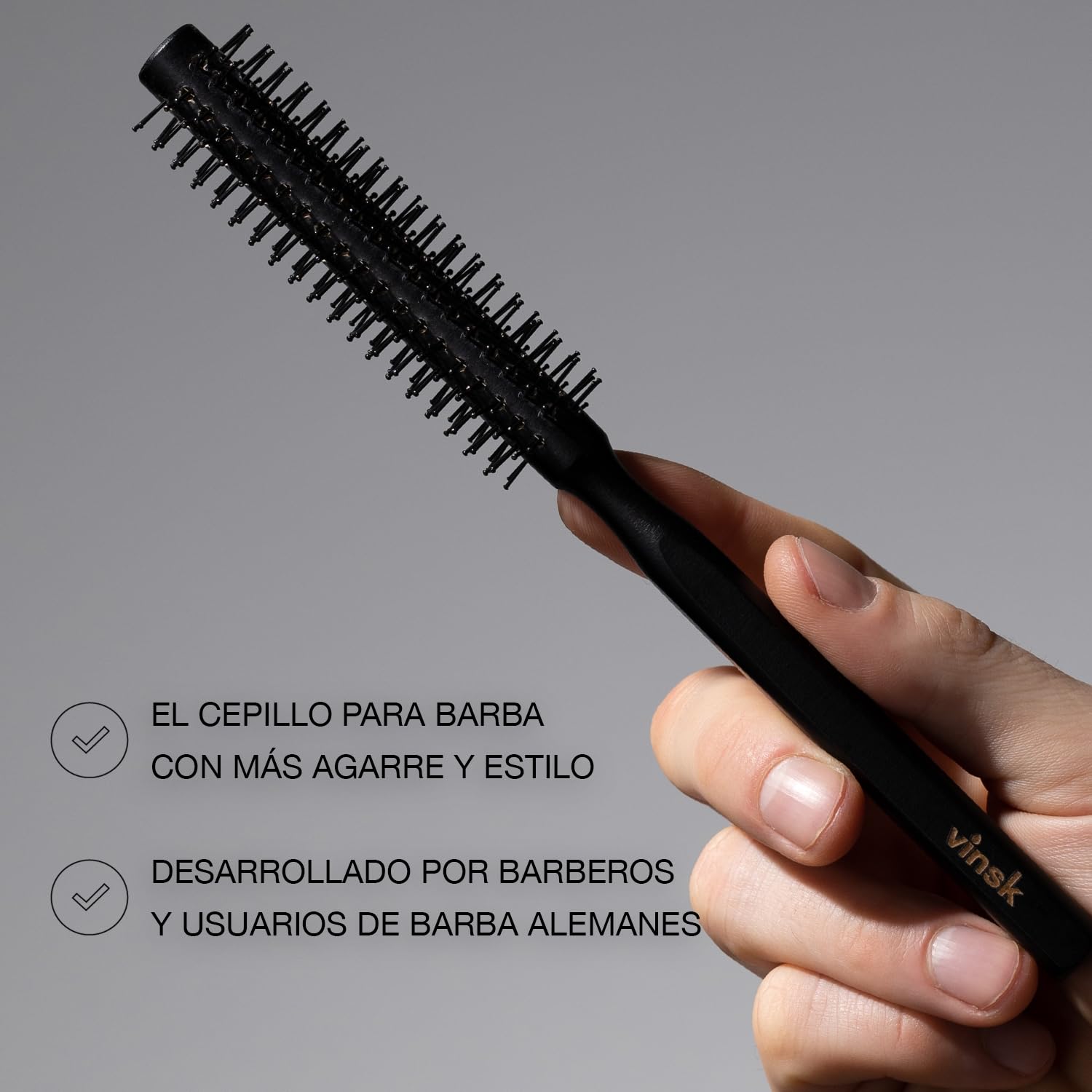 cepillo para barba S | cepillo redondo multiusos | con 152 cerdas | ideal para peinar