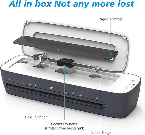 Miniatura 6 de Máquina laminadora de laminación térmica de 13 pulgadas y paquete de 20 hojas de laminación de 8.5 x 11 pulgadas, bolsas de laminación térmica