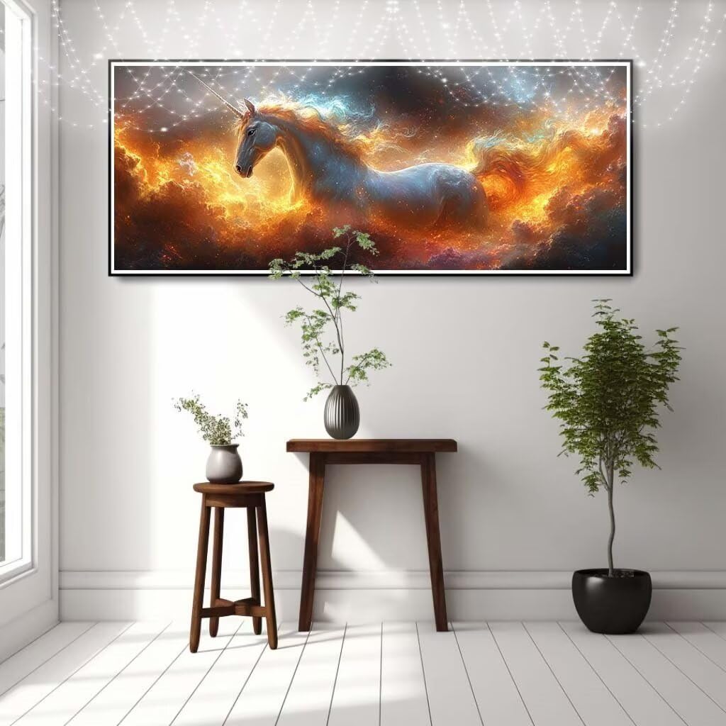 Malarstwo diamentowe 5D dla dzieci, małe, kolorowe chmury, jednorożec, obraz diamentowy 60 x 120 cm, tworzenie mozaiki według liczb, zestaw do malowania krzyżykowego, dla dorosłych, do dekoracji domu